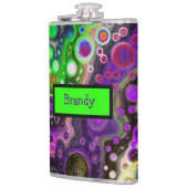 紫パーソナライズされた、ライムグリーン、黒流体アート フラスク (左)