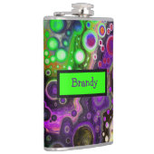 紫パーソナライズされた、ライムグリーン、黒流体アート フラスク (右)