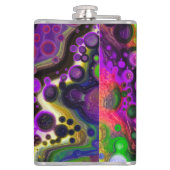 紫パーソナライズされた、ライムグリーン、黒流体アート フラスク (裏面)