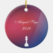 紫パーソナライズされた、青、白チェスオーナメント セラミックオーナメント (裏面)