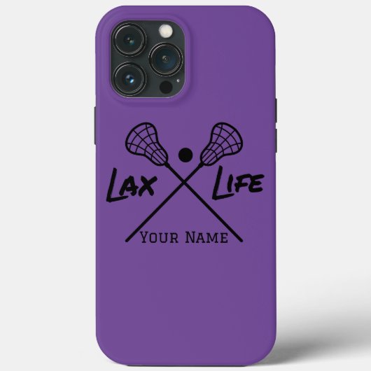 紫パーソナライズされたLAX (ラクロス)ライフ Case-Mate iPhoneケース (裏面)
