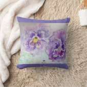 紫ビオラ水彩花フローラクッション クッション (ブランケット)