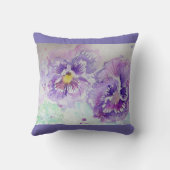 紫ビオラ水彩花フローラクッション クッション (裏面)