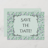 紫ビクトリアンの花アイビーの日付を保存 ポストカード (正面/裏面)