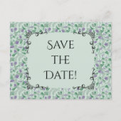 紫ビクトリアンの花アイビーの日付を保存 ポストカード (正面)