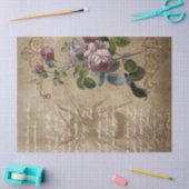 紫ビクトリアンインスパイアバラとカブトムシ 薄葉紙 (クラフト)