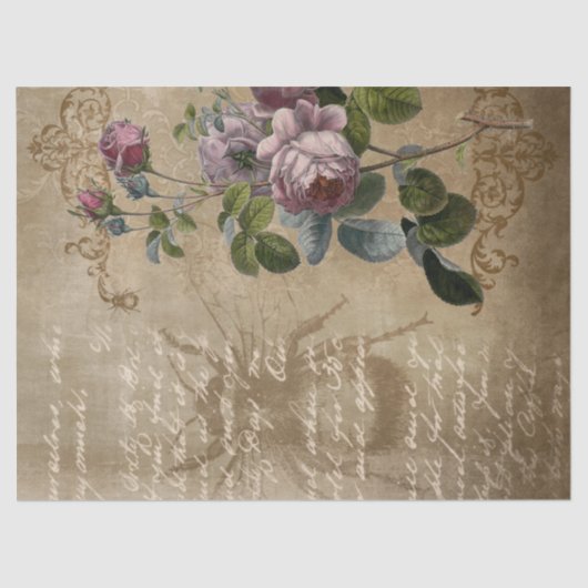 紫ビクトリアンインスパイアバラとカブトムシ 薄葉紙 (正面)