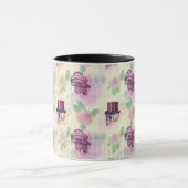 紫ビクトリアンステームパンク帽子の羽のスカル マグカップ (中央)