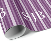 紫ビクトリアンストライプのモノグラム ラッピングペーパー (ロールコーナー)