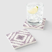 紫ビクトリアンフラクタルダイヤモンドデザイン ストーンコースター (横)