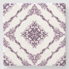 紫ビクトリアンフラクタルダイヤモンドデザイン ストーンコースター