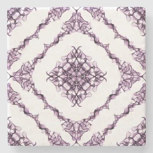 紫ビクトリアンフラクタルダイヤモンドデザイン ストーンコースター (正面)