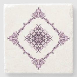 紫ビクトリアンフラクタルダイヤモンドデザイン ストーンコースター