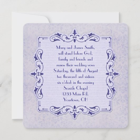 紫ビクトリアン結婚の誓の更新 招待状 (正面)