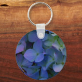 紫ピンクがかった青いアジサイの花フローラ キーホルダー (正面)