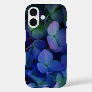 紫ピンクがかった青いアジサイの花フローラ iPhone 16ケース