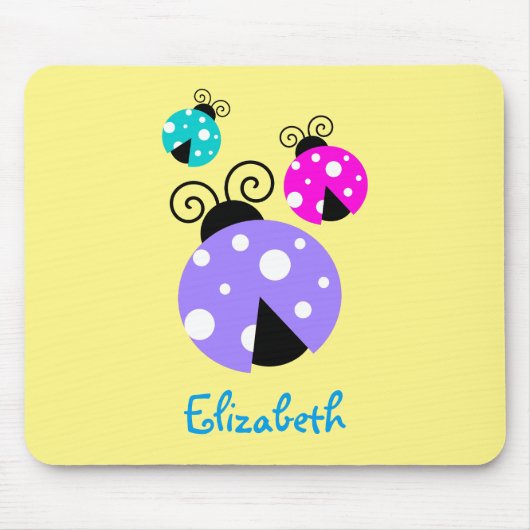 紫ピンクと青のラディバグパーソナライズされた3 マウスパッド (正面)