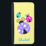 紫ピンクと青のラディバグパーソナライズされた3 GALAXY S5 ウォレットケース<br><div class="desc">可愛お洒落いラディバグ。この明るい色のラディバグは背中に可愛い白い水玉模様を持つ楽しいラウンド体を持っている。頭部は半月形で黒く、カールした可愛い感じ。この3匹のラディバ絵を描グは明るい紫、ピンク、青である。名前またはカスタマイズ他の文字でパーソナライズ/パーソナライズ。</div>