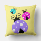 紫ピンクと青の3匹のラディバグ クッション (裏面)