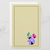 紫ピンクと青の3匹のラディバグ 便箋 (正面/裏面)