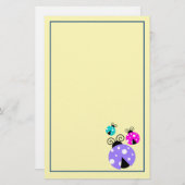 紫ピンクと青の3匹のラディバグ 便箋 (正面/裏面)