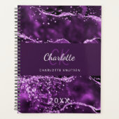 紫ピンクのアガテ大理石モノグラム2025 プランナー手帳 (正面)