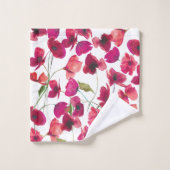 紫ピンクのケシモノグラムバスタオルセット バスタオルセット (ウォッシュタオル)