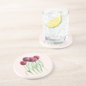 紫ピンクのネギ水彩植物園絵画の コースター (側面)