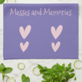 紫ピンクのハート思い出をメッセマママ祖母 キッチンタオル (折り畳み)