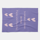 紫ピンクのハート思い出をメッセマママ祖母 キッチンタオル (横)