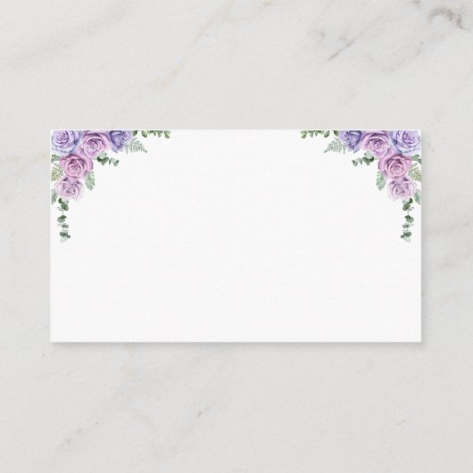 紫ピンクのバラのフローラ本のための女の子の赤ちゃんシャワー エンクロージャーカード (裏面)