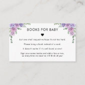 紫ピンクのバラのフローラ本のための女の子の赤ちゃんシャワー エンクロージャーカード (正面)