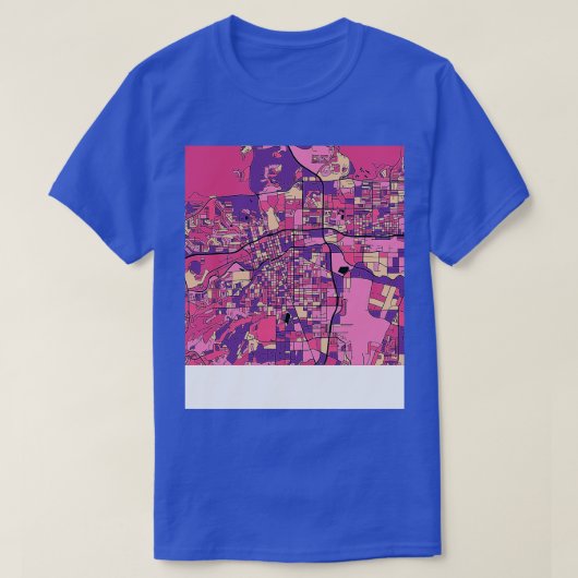 紫ピンクのレノ地図パターン Tシャツ (デザイン正面)