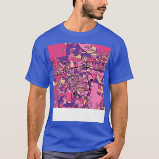 紫ピンクのレノ地図パターン Tシャツ