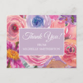紫ピンクのワイルドフラワーありがとう ポストカード (正面)