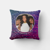 紫ピンクの木の素朴スノーフレークのクリスマスフォト クッション (正面)