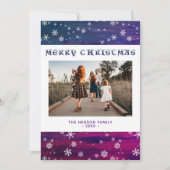 紫ピンクの木の素朴スノーフレークのクリスマスフォト シーズンカード (正面)