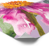 紫ピンクの水色ワイルドフラワーハッピー60th ポスター (角)