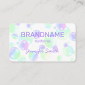 紫ピンクの虹の石鹸の泡がかわいいカラフル 名刺 (正面)