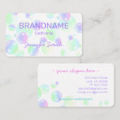 紫ピンクの虹の石鹸の泡がかわいいカラフル 名刺 (正面/裏面)