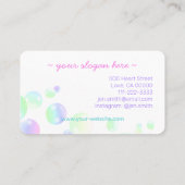 紫ピンクの虹の石鹸の泡がかわいいカラフル 名刺 (裏面)