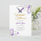 紫ピンクの野生フローラ水カラーブライダルシャワー 招待状 (スタンド正面)
