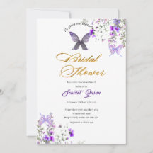 紫ピンクの野生フローラ水カラーブライダルシャワー