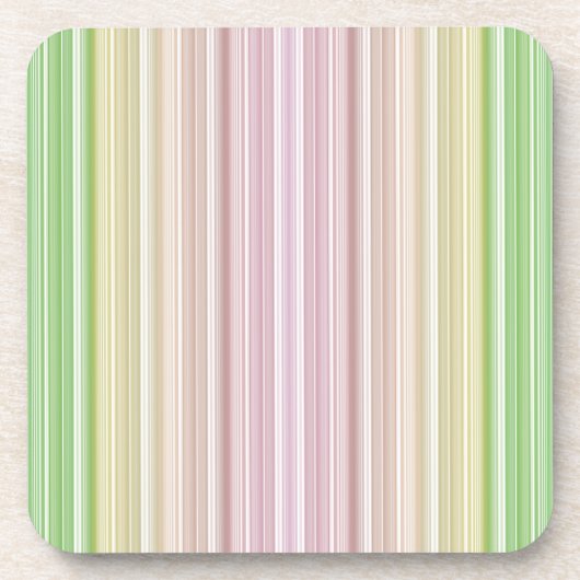 紫ピンクイエローグリーンストライプ コースター (正面)