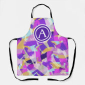 紫ピンクイエローブルーモダン抽象芸術モノグラム エプロン (正面)