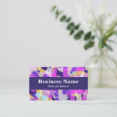 紫ピンクイエローブルーモダン抽象芸術 名刺 (スタンド正面)