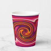 紫ピンクオレンジの旋回カッコいいはっきりしたトリップ（幻覚体験）のようなパーティー 紙コップ (正面)