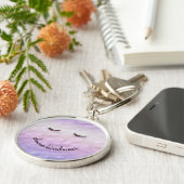 紫ピンクグラデーション黒まつ毛やさしさ キーホルダー (側面)