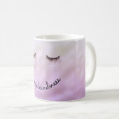 紫ピンクグラデーション黒まつ毛やさしさ コーヒーマグカップ (正面右)