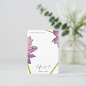 紫ピンクグリーン蓮の花のイヤリングディスプレイ 名刺 (スタンド正面)